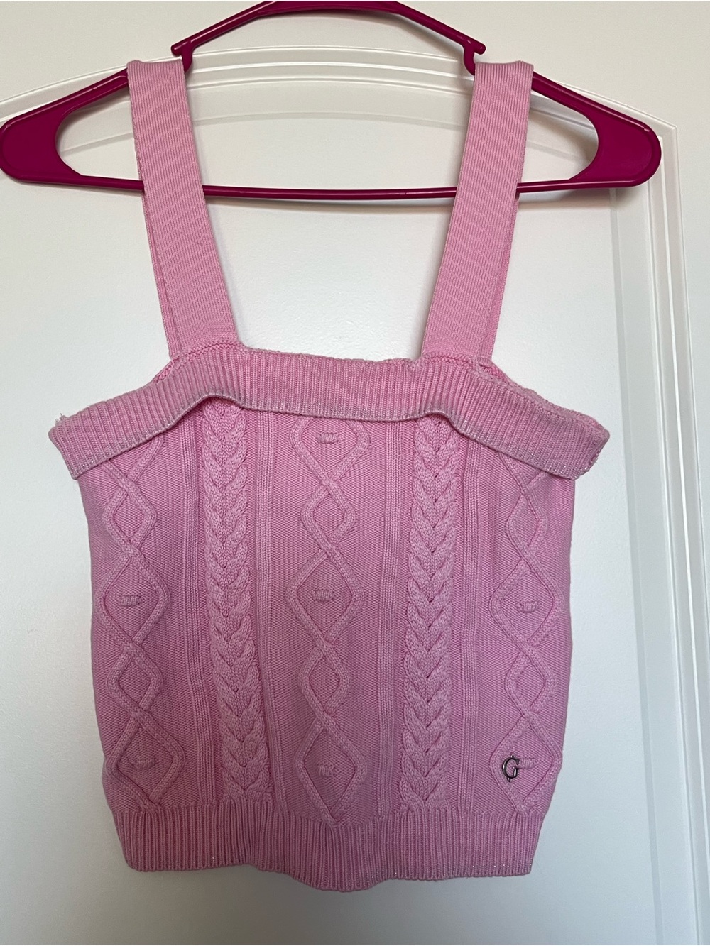 Guess Pink Cable-Knit Tank